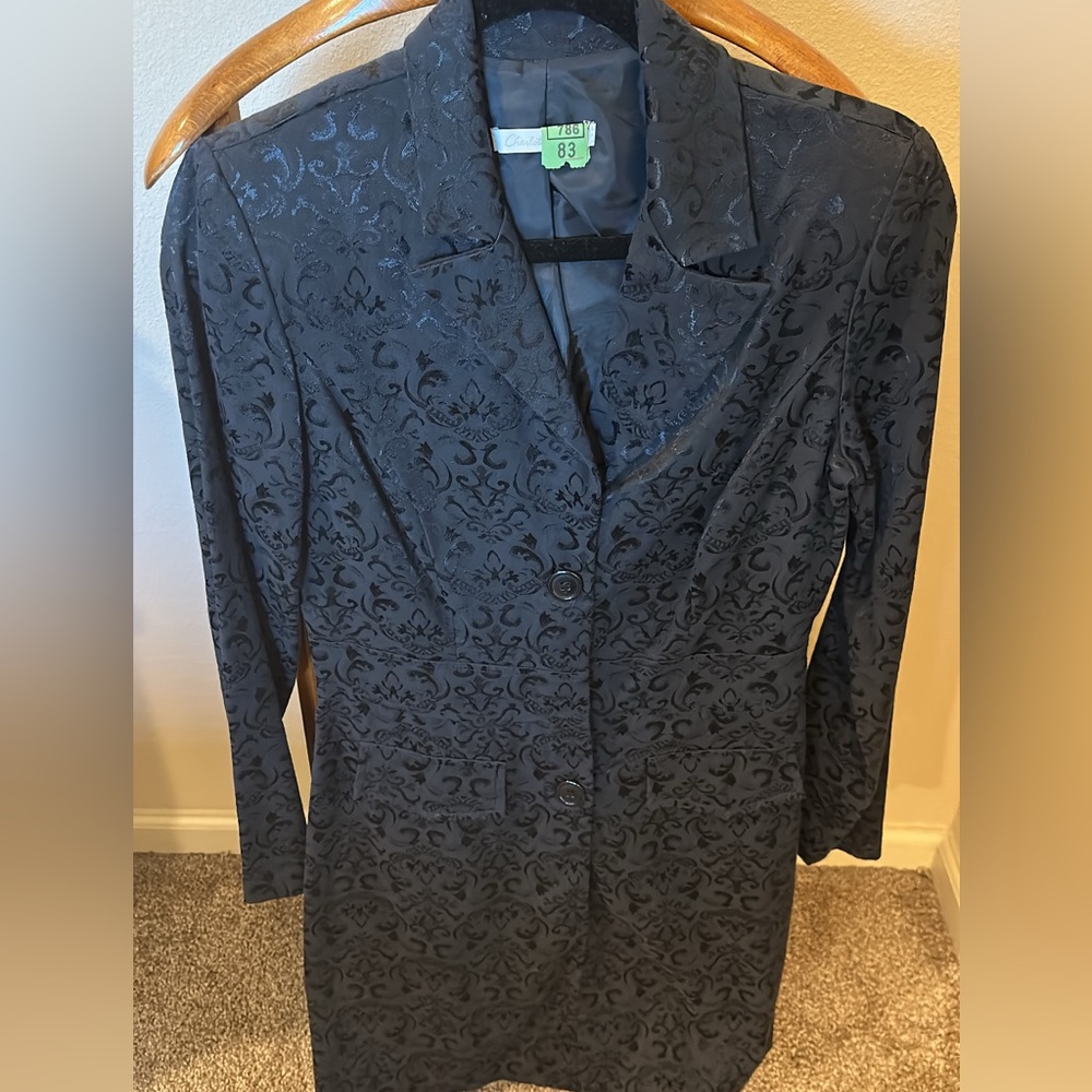 Black Embossed Print Blazer Jacket..